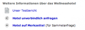 Lin zum Merkzettel auf der Detailseite eines Hotels